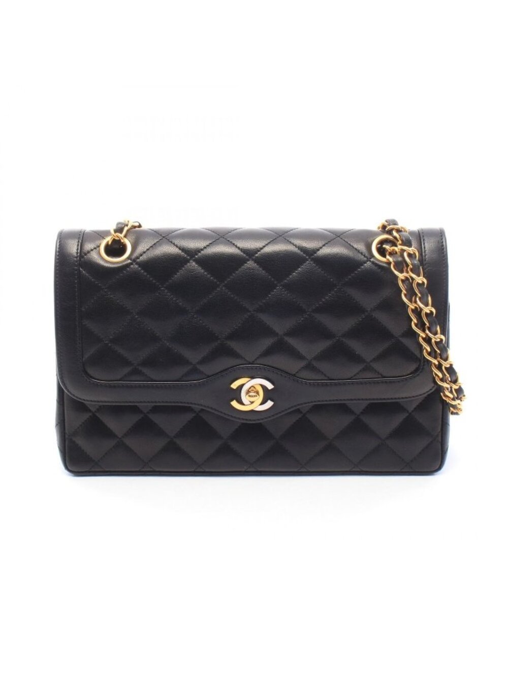 Chanel Shoulder Bag Quilted Limited Edition Double Flap Black Lambskin Chain